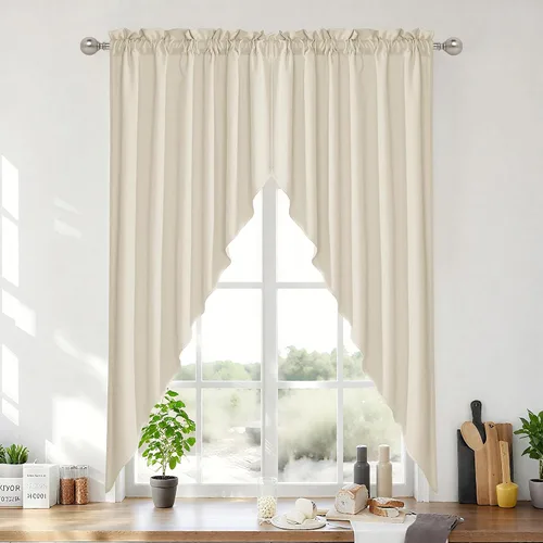 Miniatura 51 de RYB Home - Cortinas semitransparentes de lino Angora