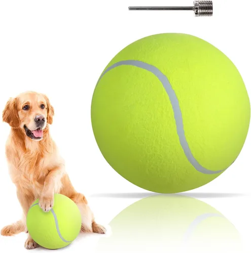 Miniatura 7 de susu & wuwu Pelota de tenis gigante para perros, pelota de tenis grande amarilla para perro, regalo de cumpleaños, pelotas de juguete para mascotas