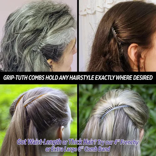 Miniatura 6 de Grip-Tuth Peines – Juego de 2 peines laterales para el cabello – Peines para todo tipo de cabello – Accesorios decorativos y de peinado para mujer