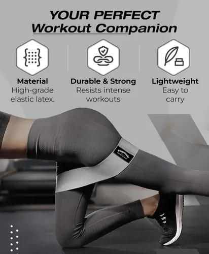 Miniatura 3 de Bingwaah Loop Resistance Exercise Bands – Fabric & Elastic Sets of Exercise Bands for Strength Training - Rehab, Yoga, Pilates & Home Workout with