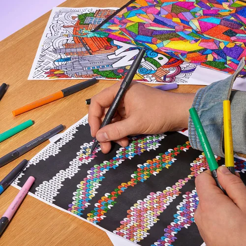 Miniatura 7 de Paper Mate Flair - Bolígrafos metálicos de punta de fieltro, colección City Lights, colores surtidos brillantes, tinta premium, 16