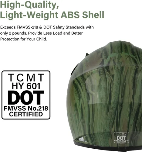Miniatura 3 de TCT-MOTORPARTS DOT - Casco de motocross para niños y jóvenes, casco de cara completa para motocross, ATV, todoterreno, casco de cuatro ruedas, Bosque