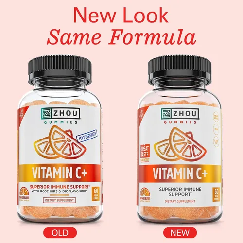 Miniatura 3 de Zhou Gomitas de vitamina C + - Gomitas de vitamina C para adultos y niños, 270 mg por gomita con bioflavinoides y acerola para apoyo inmunológico