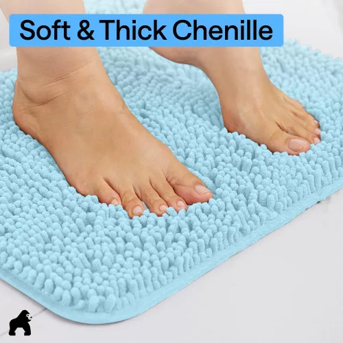 Miniatura 264 de Gorilla Grip - Tapete de baño de felpilla gruesa, suave y absorbente, secado rápido, de microfibra, con reverso de caucho, para piso de ducha, Nube