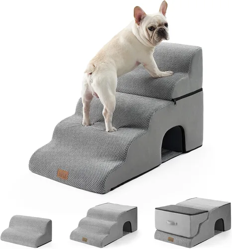Miniatura 17 de COZY KISS Escaleras anchas para perros pequeños de 15.7 pulgadas de alto, escalón para mascotas para cachorros, gatos mayores, rampa curva