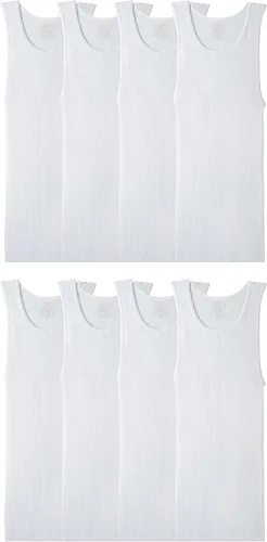 Fruit of the Loom Camiseta sin mangas para hombre, sin etiquetas y absorbe la humedad, tela elástica acanalada