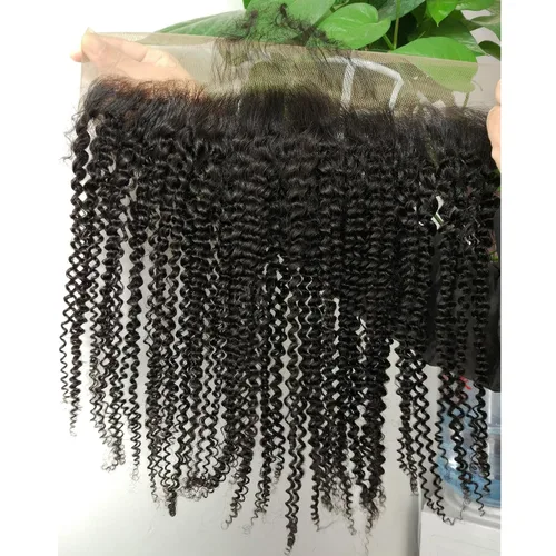 Miniatura 4 de Cierre frontal de encaje de 13 x 4 pulgadas, rizado completo, parte libre, sin procesar, extensiones de cabello humano virgen brasileño de oreja a