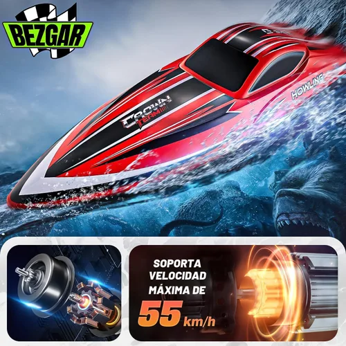 Miniatura 2 de BEZGAR Barco a control remoto, 16 pulgadas, grande, sin escobillas, para adultos y niños, 55 KPH grandes y rápidos, barcos de velocidad RC