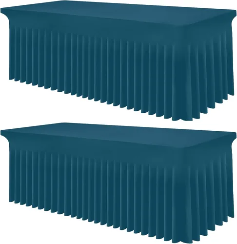 Miniatura 34 de Smiry Mantel de Spandex, Mantel Elástico Ajustable Extensible para Mesas Rectangulares de 6 Pies, Falda Cubierta de Mesa Impermeable y Lavable
