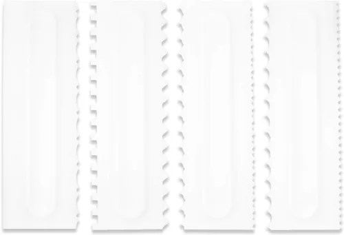 Miniatura 8 de Juego de 4 raspadores grandes de acrílico transparente para pasteles, raspador alisador de pasteles, peine de contorno de bordes con rayas
