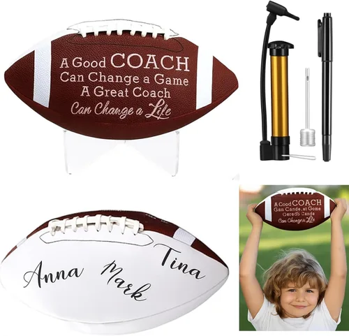 Miniatura 8 de Seematn Juego de fútbol americano impreso con autógrafo con soporte acrílico y bomba de bolígrafo de la firma, juego de regalo de entrenador