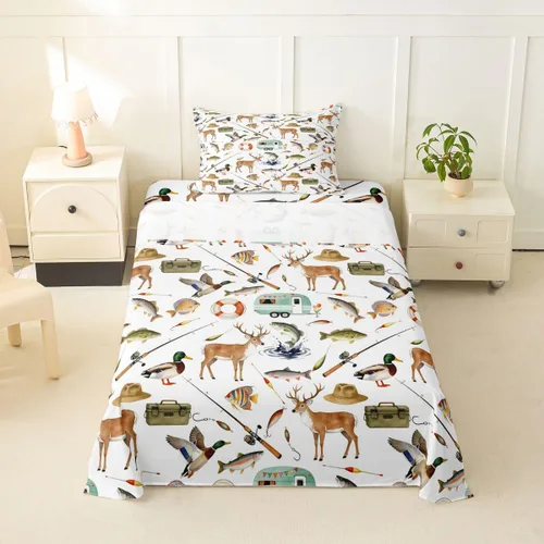 Miniatura 51 de Erosebridal American Flag Bed Sheets Twin Army Green Camo Deep Pocket Fitted Sheet for Kids Boys Girls Bear Claw Hunting Theme Bedding Set Camoflage