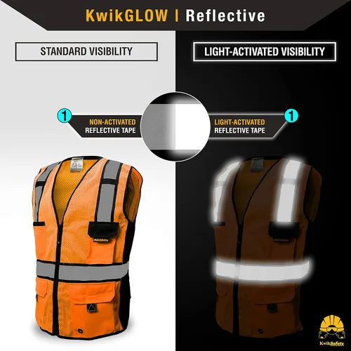 Miniatura 3 de KwikSafety - Charlotte, NC - RoadBOSS Econ & Chaleco de Seguridad Premium Clase 2 Chaleco Reflectante ANSI OSHA Chaleco de Seguridad para Hombres