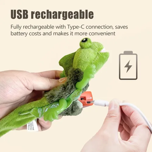 Miniatura 5 de Migipaws Juguetes para Gatos, Lagarto con Ala Que Despliega y Trino Activado por Toque para Gatito con Hierba Gatera para Gatos de Interior, Verde