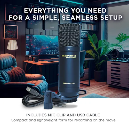 Miniatura 6 de Marantz Professional MPM-1000U - Micrófono de condensador USB para juegos, streaming y podcasting - Interfaz de audio incorporada, soporte