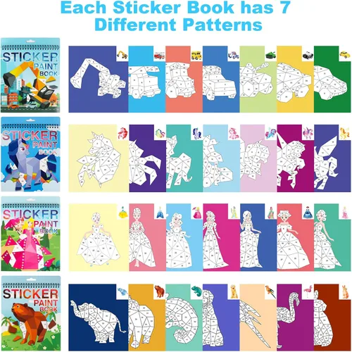 Miniatura 2 de Paquete de 4 libros de calcomanías para niños de 4 a 8 años, manualidades para niños de 4 a 8 años, libros de pintura con calcomanías para niños