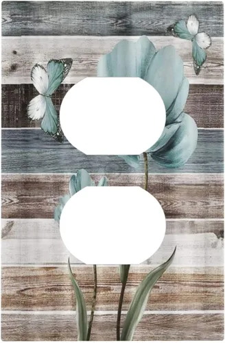Miniatura 146 de Cubiertas de Interruptor de Luz Artísticas de Cuádruple Palanca con Hojas Tropicales Florales Boho, Flores Bohemias Decorativas Botánicas, Placas