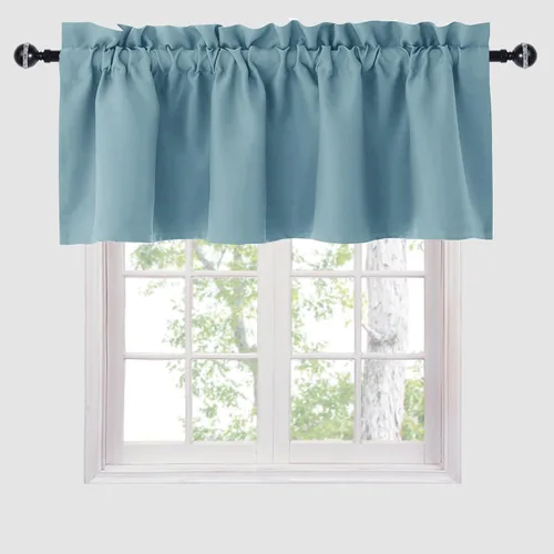Miniatura 15 de Hiasan - Cortinas de cenefa negras con bolsillo para barra, cortinas opacas para ventanas de cocina, 52 x 18 pulgadas de largo, 1 panel Negro