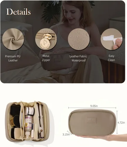Miniatura 5 de Pocmimut Bolsa de maquillaje, bolsa de maquillaje plana abierta, accesorios para automóvil, organizador de artículos esenciales de viaje