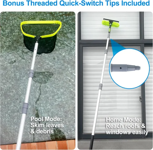 Miniatura 6 de Sepetrel Poste de Piscina - Poste Profesional Mejorado de 12 Pies Telescópico para Piscina con Puntas Roscadas, Postes Telescópicos Ajustables