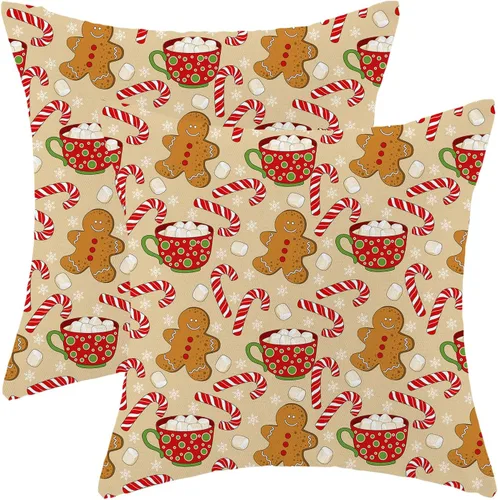 Miniatura 18 de Juego de 2 fundas de almohada de Navidad de 18 x 18 pulgadas, decoración de árbol de Navidad, fundas de almohada decorativas de invierno