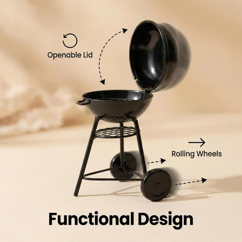 Miniatura 4 de Miniatura BBQ Grill Horno Modelo 1:12 Herramienta de cocina de casa de muñecas Decoración de jardín Accesorios Kicthen Carro de asado Soporte
