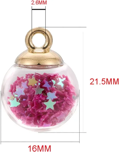 Miniatura 2 de 10 unids/lote de 0.630 in transparente bola de cristal encantos estrella lentejuelas colgantes para DIY pendientes collar joyería fabricación