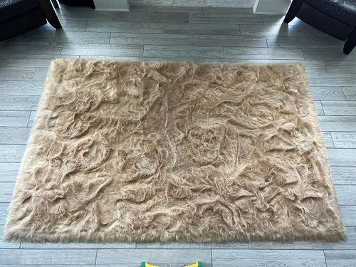 Miniatura 25 de LAMBZY Elegante y sofisticada alfombra rectangular de piel de oveja (beige, 2 x 3 pies)