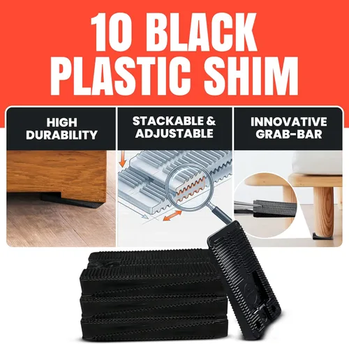 Cuña tambaleante – Cuñas de plástico flexibles – Negro – Cuñas multiusos, cuña de tamaño estándar – 1.92 x 1.11 pulgadas x 0.25 pulgadas