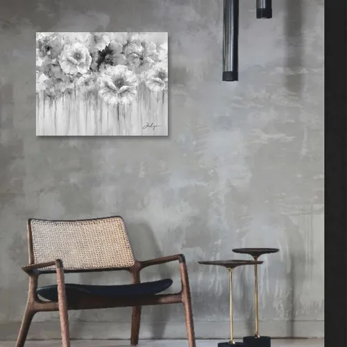 Miniatura 2 de Woxfcart Cuadros de flores para decoración de pared, impresión floral en blanco y negro sobre lienzo para decoración de baño, 15 x 12 pulgadas