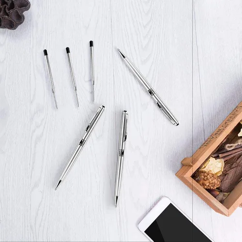 Miniatura 7 de Cambond Bolígrafos plateados – Bolígrafo giratorio de metal de tinta negra, punta media de 0.039 pulgadas para regalo, oficina, negocios, hombres
