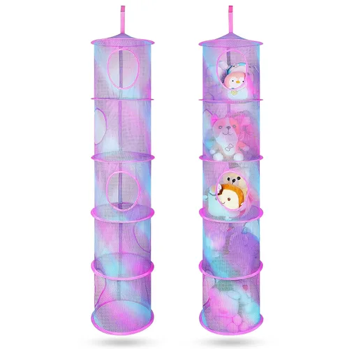 Miniatura 21 de Basumee Red para Animales de Peluche o Hamaca 2 Piezas Red de Almacenamiento de Juguetes Hamaca para Peluches Organizador de Malla Decoración