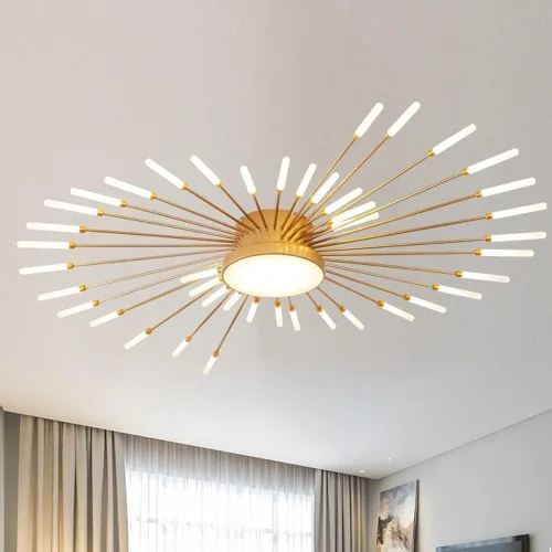 Miniatura 27 de Lámpara de techo LED regulable de 32 pulgadas, 12 luces de techo, lámpara de techo empotrada, iluminación de interior dorada para sala de estar, 12