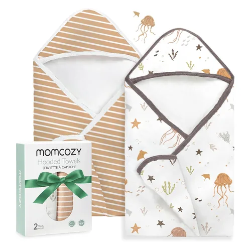 Miniatura 23 de Momcozy Toalla de bebé con capucha, ultra suave y absorbente, juego de toallas de baño grandes para mayor comodidad y suavidad en la piel del bebé