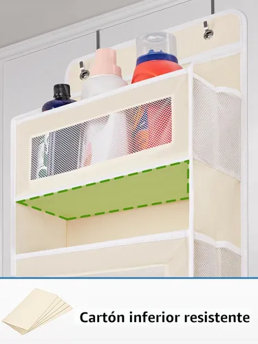 Miniatura 8 de JARLINK Organizador de almacenamiento sobre la puerta, organizador de puerta colgante de 5 estantes con 5 bolsillos de gran capacidad, anti