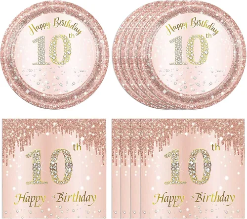 Miniatura 21 de Decoraciones de cumpleaños número 70 para mujer, decoraciones de cumpleaños número 70, platos y servilletas de oro rosa, decoraciones de cumpleaños