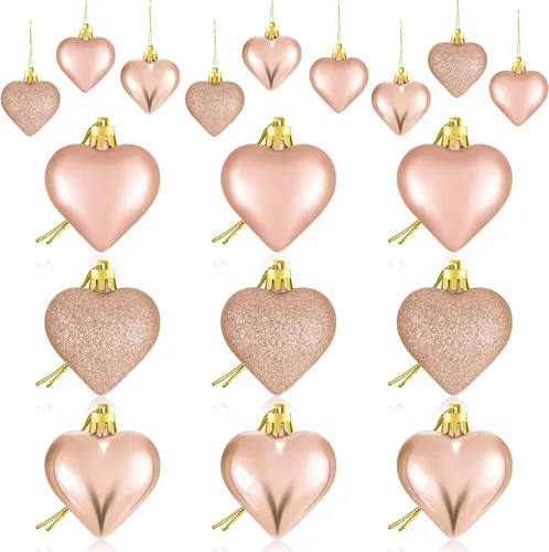 Miniatura 14 de Adornos de corazón para el día de San Valentín: 3 adornos con forma de corazón para árbol de Navidad y para colgar como decoración en el día de San