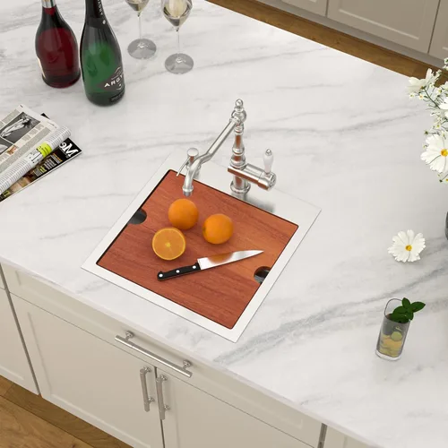 Miniatura 25 de Dcolora 33x22 Fregadero de cocina de acero inoxidable de 16 calibres, estación de trabajo de caída, fregadero de cuenco único grande, montaje