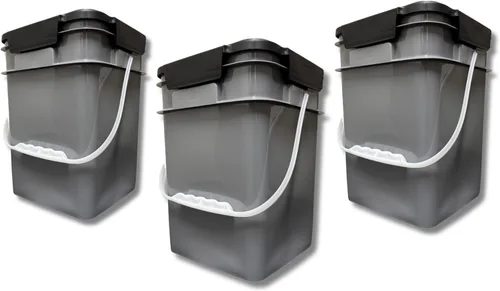 House Naturals Cubo cuadrado de grado alimenticio de 4 galones con asas de plástico y tapa (paquete de 3) contenedores fabricados en Estados Unidos