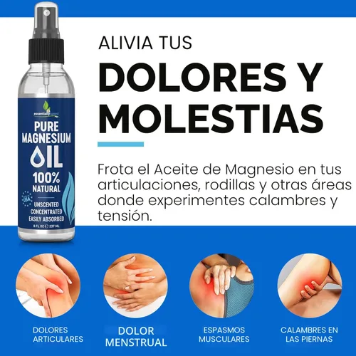 Miniatura 3 de Atomizador de aceite de magnesio 100 % puro, fuerza extra de 0.12 oz por onza, tamaño grande de 8 oz, alivia el dolor y ayuda a dormir de manera