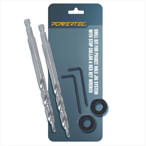Miniatura 12 de POWERTEC Juego de collar de tope de broca, juego de 7 piezas de tapón de profundidad de broca ajustable con llave Allen, tope de brocas con marcas