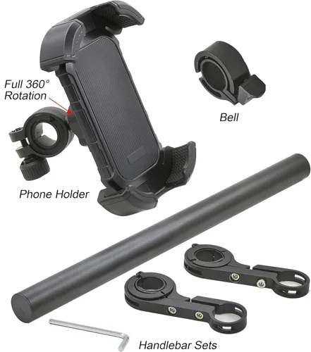 Miniatura 3 de Extensor de manillar de bicicleta con soporte para teléfono, barra de extensión de aluminio de 11.9", se ajusta a barras de 18–34mm, soporte
