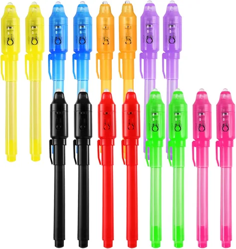 16 bolígrafos mágicos de tinta invisible para niños, recuerdos mágicos de fiesta, bolígrafo de tinta invisible para escribir mensajes secretos,