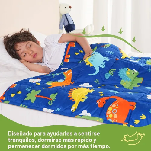 Miniatura 2 de Sivio Manta con peso de 5 libras, manta de regazo con peso de dinosaurio azul, manta transpirable pesada para dormir, lavable, 36 x 48 pulgadas