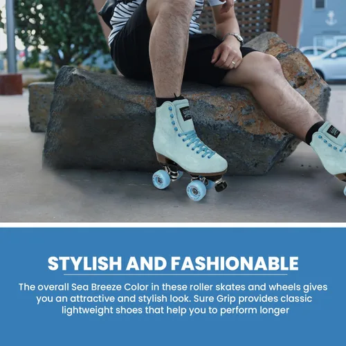 Miniatura 5 de Sure-Grip Boardwalk - Patines de ruedas unisex para exteriores con botas de cuero retro y ruedas 82A Sea Breeze