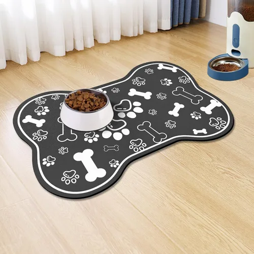 Miniatura 14 de Alfombrilla para Comida de Perros y Gatos, Alfombrilla para Alimentación de Mascotas de Absorción Rápida, Alfombrilla para Perros en Forma de Hueso