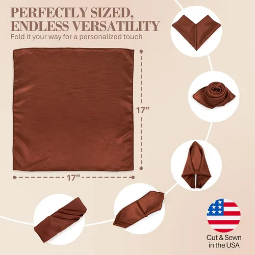 Miniatura 6 de Ultimate Textile -5 docenas - Reversible Shantung Satin - Majestic - Servilletas de tela Majestic de 17 x 17 pulgadas, naranja quemado