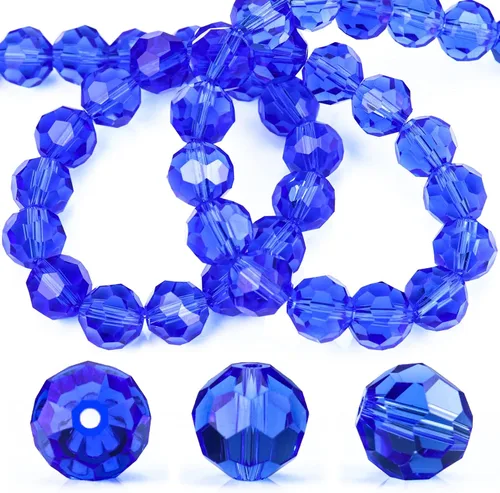 Miniatura 22 de Dowarm 100 cuentas redondas de cristal de 0.315 pulgadas para la fabricación de joyas, cuentas de cristal Rondelle facetadas para manualidades
