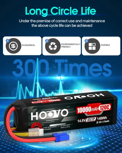 Miniatura 6 de HOOVO 4S Lipo Battery 14.8V 10000mAh 120C RC Battery EC5 Plug Soft Case Compatible con RC Cars, Drones, DJI, FPV, RC Avión, Racing Hobby 2