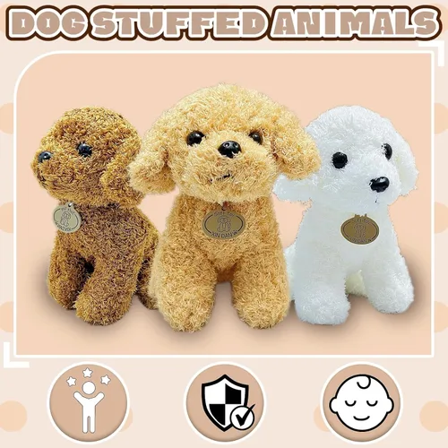 Miniatura 2 de Peluche de perro de peluche marrón, 10 pulgadas, lindos peluches de cachorro para niñas y niños, muñeca de peluche suave, juguetes de peluche